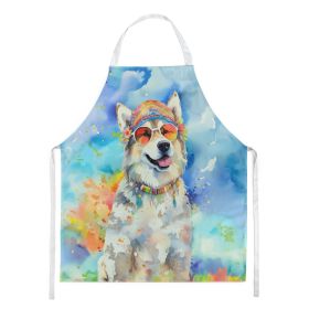 Alaskan Malamute Hippie Dawg Apron Cooking Kitchen Server Baking Crafts Gardening for Adult Women Men, Unisex, Large, Multicolor